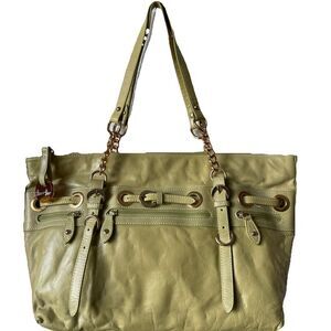 New Barr and Barr New York Leather Belted Shoulder Bag with Grommets and Chains